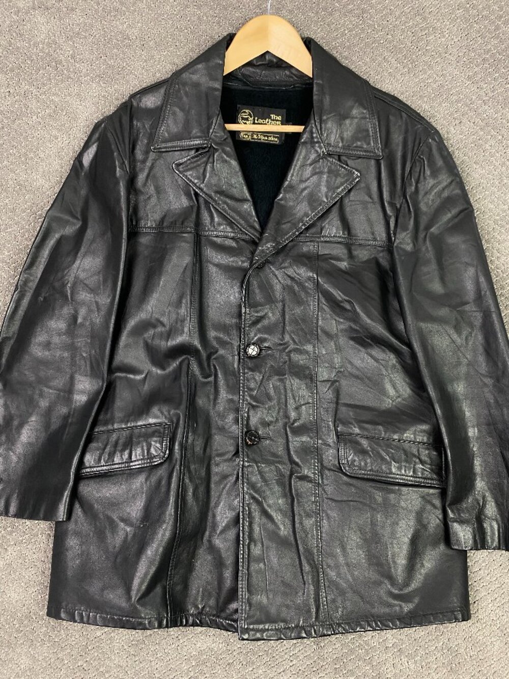 Vintage 70s Sears Leather Jacket Men's 44 Black Fight Club Pimp Sherpa Lined car